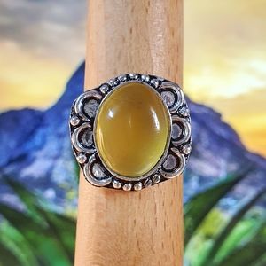 Yellow Garnet Gemstone Sterline Silver Plated Ring Size 8